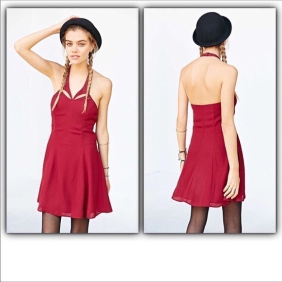 uo Kimchi Blue chiffon cutout Halter Dress Jr size L - Picture 1 of 7